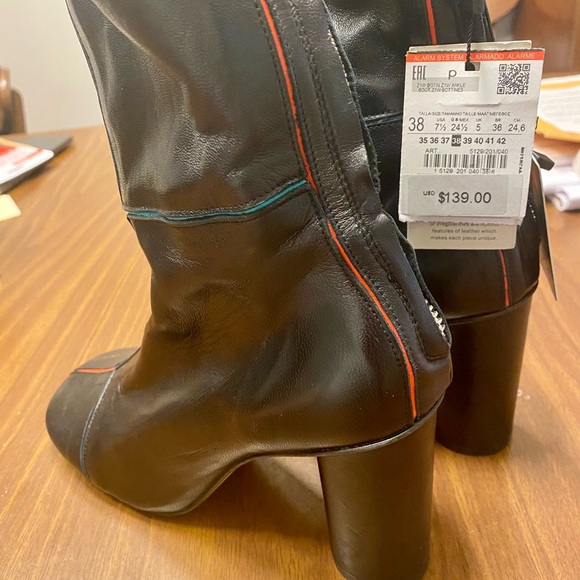 NWT Zara Black High heel leather ankle boots - Picture 9 of 10